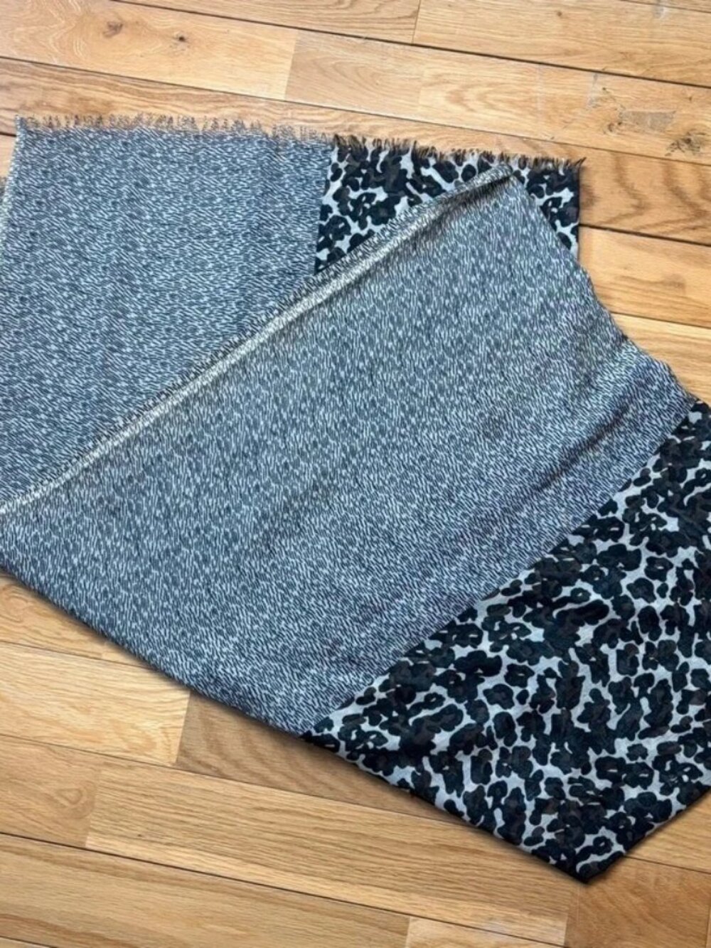 River Island Leopard Print Oversized Scarf Wrap Grey Black